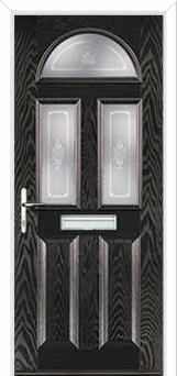 2 Panel 2 Square 1 Arch Staxton Composite Front Door in Black Brown