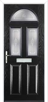 2 Panel 2 Square 1 Arch Staxton Composite Front Door in Black