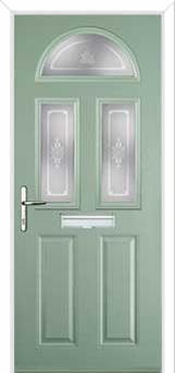 2 Panel 2 Square 1 Arch Staxton Composite Front Door in Chartwell Green