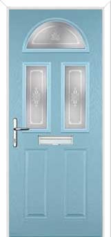 2 Panel 2 Square 1 Arch Staxton Composite Front Door in Duck Egg Blue