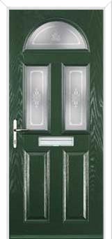2 Panel 2 Square 1 Arch Staxton Composite Front Door in Green