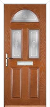 2 Panel 2 Square 1 Arch Staxton Composite Front Door in Oak