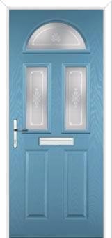 2 Panel 2 Square 1 Arch Staxton Composite Front Door in Pastel Blue