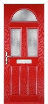 2 Panel 2 Square 1 Arch Staxton Composite Front Door in Poppy Red