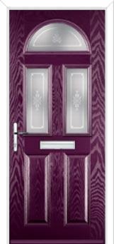 2 Panel 2 Square 1 Arch Staxton Composite Front Door in Purple Violet