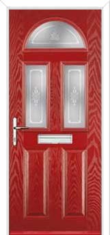 2 Panel 2 Square 1 Arch Staxton Composite Front Door in Red