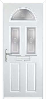 2 Panel 2 Square 1 Arch Staxton Composite Front Door in White
