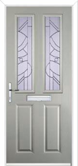 2 Panel 2 Square Abstract Composite Front Door in Agate Grey