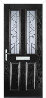 2 Panel 2 Square Abstract Composite Front Door in Black