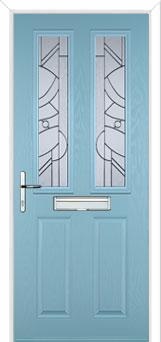 2 Panel 2 Square Abstract Composite Front Door in Duck Egg Blue
