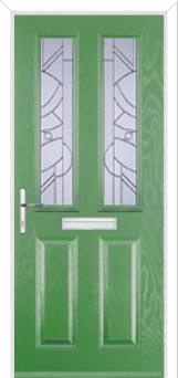2 Panel 2 Square Abstract Composite Front Door in Fern Green