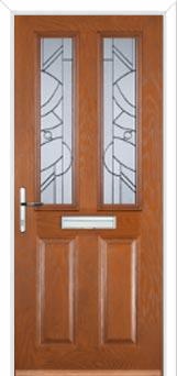 2 Panel 2 Square Abstract Composite Front Door in Oak