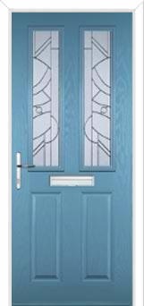 2 Panel 2 Square Abstract Composite Front Door in Pastel Blue
