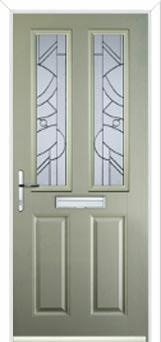 2 Panel 2 Square Abstract Composite Front Door in Pebble Grey
