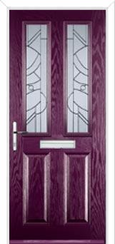 2 Panel 2 Square Abstract Composite Front Door in Purple Violet