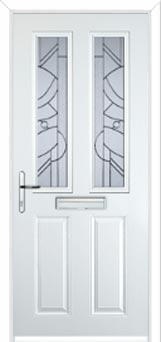 2 Panel 2 Square Abstract Composite Front Door in White