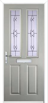 2 Panel 2 Square Crystal Bohemia Composite Front Door in Agate Grey
