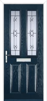 2 Panel 2 Square Crystal Bohemia Composite Front Door in Dark Blue