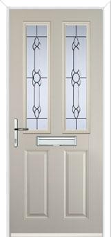 2 Panel 2 Square Crystal Bohemia Composite Front Door in Cream