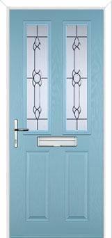 2 Panel 2 Square Crystal Bohemia Composite Front Door in Duck Egg Blue