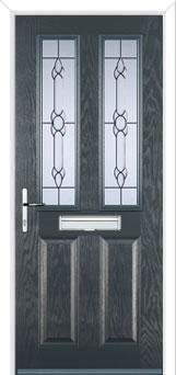 2 Panel 2 Square Crystal Bohemia Composite Front Door in Anthracite Grey