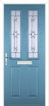 2 Panel 2 Square Crystal Bohemia Composite Front Door in Pastel Blue
