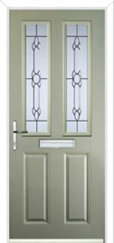 2 Panel 2 Square Crystal Bohemia Composite Front Door in Pebble Grey