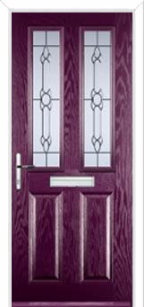 2 Panel 2 Square Crystal Bohemia Composite Front Door in Purple Violet