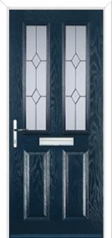 2 Panel 2 Square Classic Composite Front Door in Dark Blue