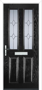 2 Panel 2 Square Classic Composite Front Door in Black
