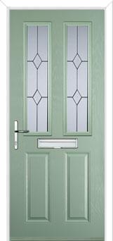 2 Panel 2 Square Classic Composite Front Door in Chartwell Green