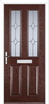 2 Panel 2 Square Classic Composite Front Door in Darkwood