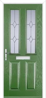 2 Panel 2 Square Classic Composite Front Door in Fern Green