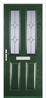 2 Panel 2 Square Classic Composite Front Door in Green