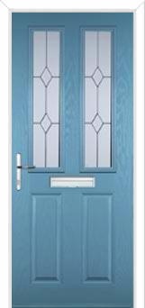 2 Panel 2 Square Classic Composite Front Door in Pastel Blue