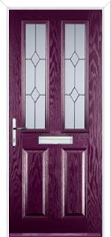 2 Panel 2 Square Classic Composite Front Door in Purple Violet