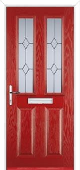 2 Panel 2 Square Classic Composite Front Door in Red