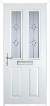 2 Panel 2 Square Classic Composite Front Door in White