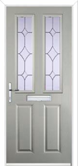 2 Panel 2 Square Crystal Diamond Composite Front Door in Agate Grey