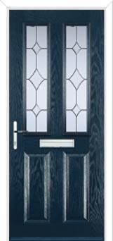 2 Panel 2 Square Crystal Diamond Composite Front Door in Dark Blue