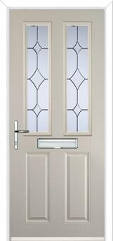 2 Panel 2 Square Crystal Diamond Composite Front Door in Cream