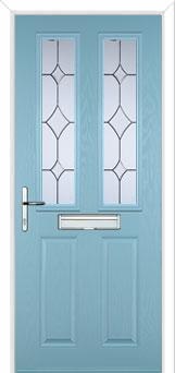 2 Panel 2 Square Crystal Diamond Composite Front Door in Duck Egg Blue