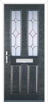2 Panel 2 Square Crystal Diamond Composite Front Door in Anthracite Grey