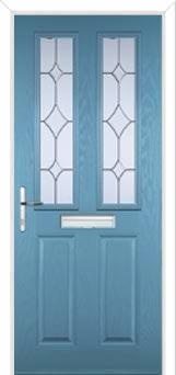 2 Panel 2 Square Crystal Diamond Composite Front Door in Pastel Blue