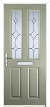 2 Panel 2 Square Crystal Diamond Composite Front Door in Pebble Grey