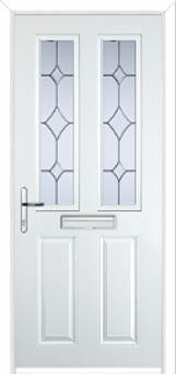 2 Panel 2 Square Crystal Diamond Composite Front Door in White