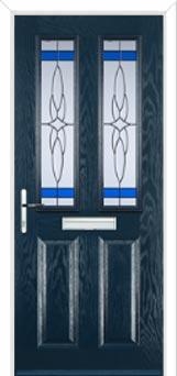 2 Panel 2 Square Crystal Harmony Composite Front Door in Dark Blue