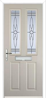 2 Panel 2 Square Crystal Harmony Composite Front Door in Cream