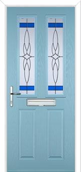 2 Panel 2 Square Crystal Harmony Composite Front Door in Duck Egg Blue