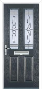 2 Panel 2 Square Crystal Harmony Composite Front Door in Anthracite Grey